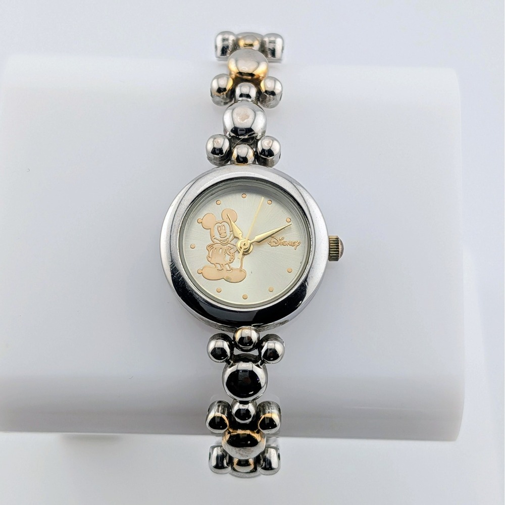 Disney Mickey Mouse Women's Two-Tone Bracelet Watch Character Links 23mm Y2K